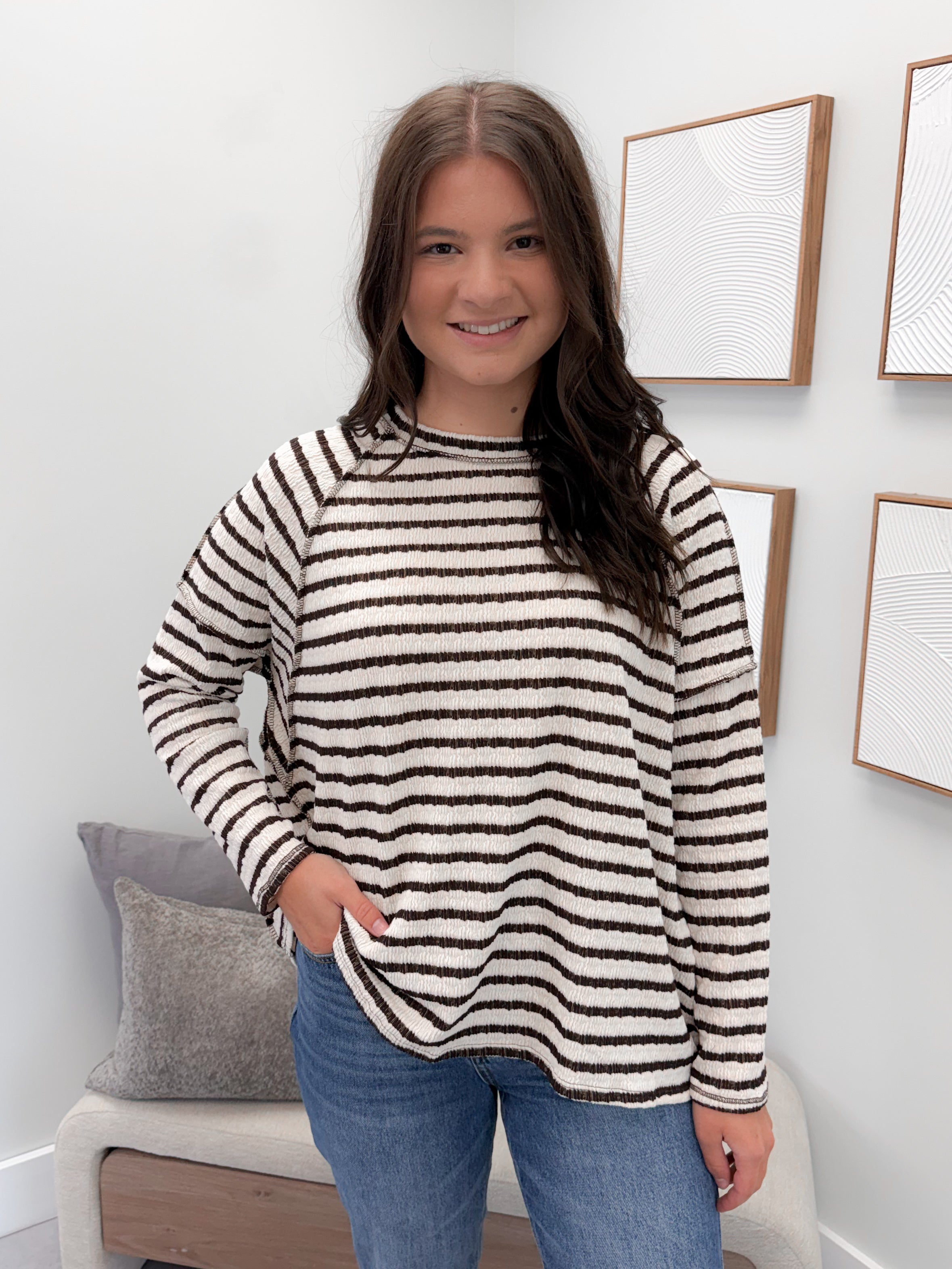 Eclipse Long Sleeve in Brown Stripes