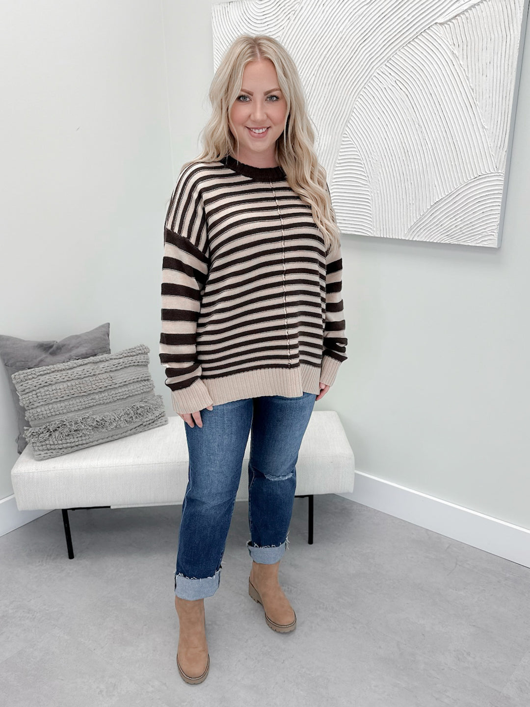 Bekah Striped Sweater in Brown