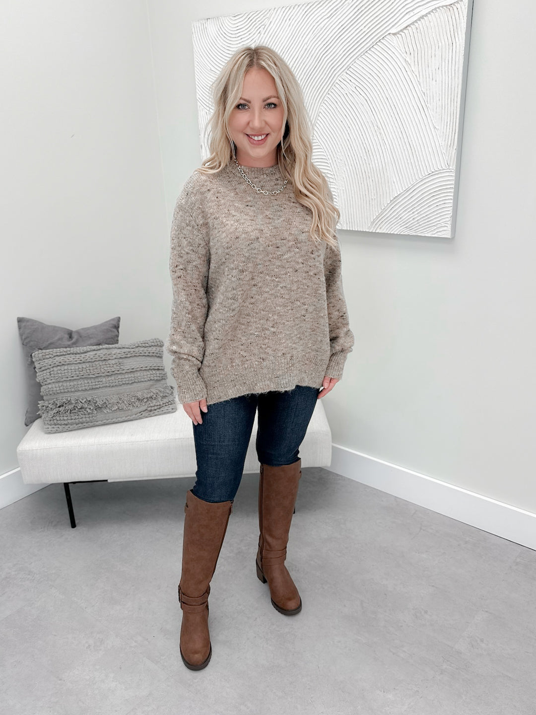Imogen Sweater in Melange Taupe