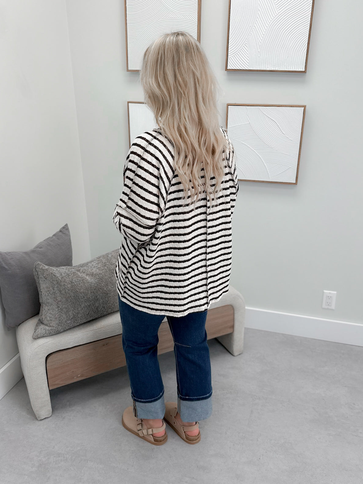 Eclipse Long Sleeve in Brown Stripes