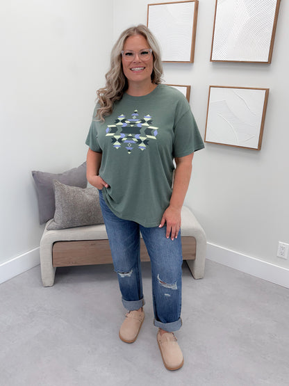 Aztec Jersey Tee in Olive