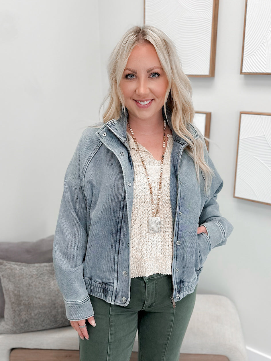 Marty Knit Indigo Jacket by Judy Blue