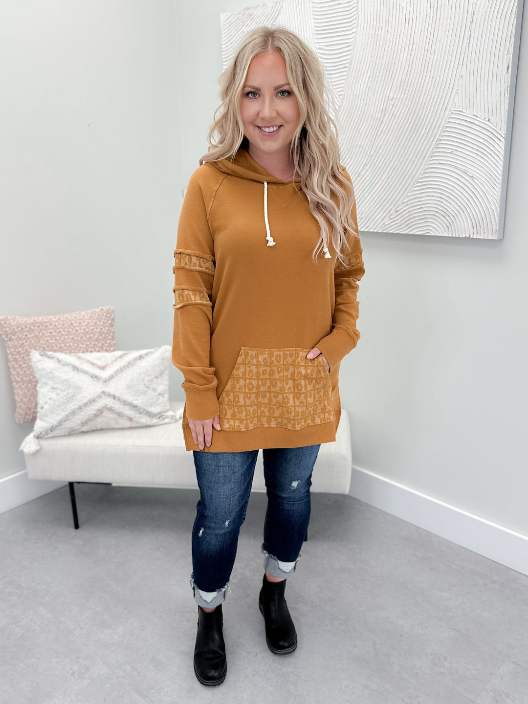 Made For You Sideslit Hoodie in Maple by Ampersand Ave