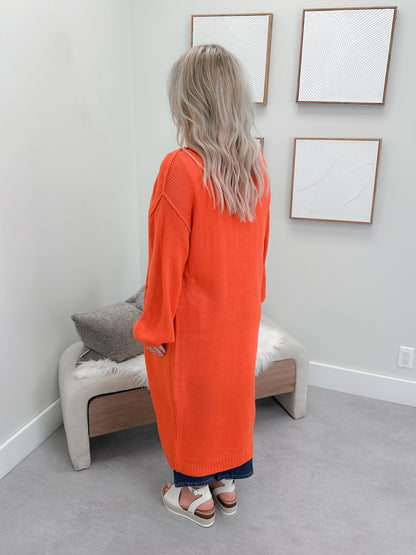 Brielle Long Cardigan in Orange