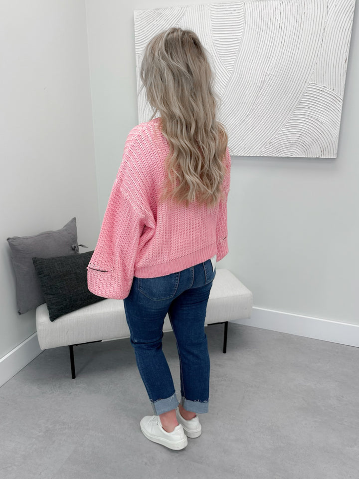 Gracie Heart Sweater in Pink by Pol