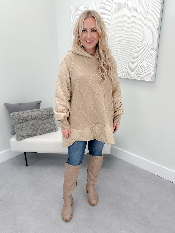 Moxie Quilted Sweater Jacket in Beige