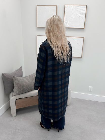 Colette Coat in Navy Plaid
