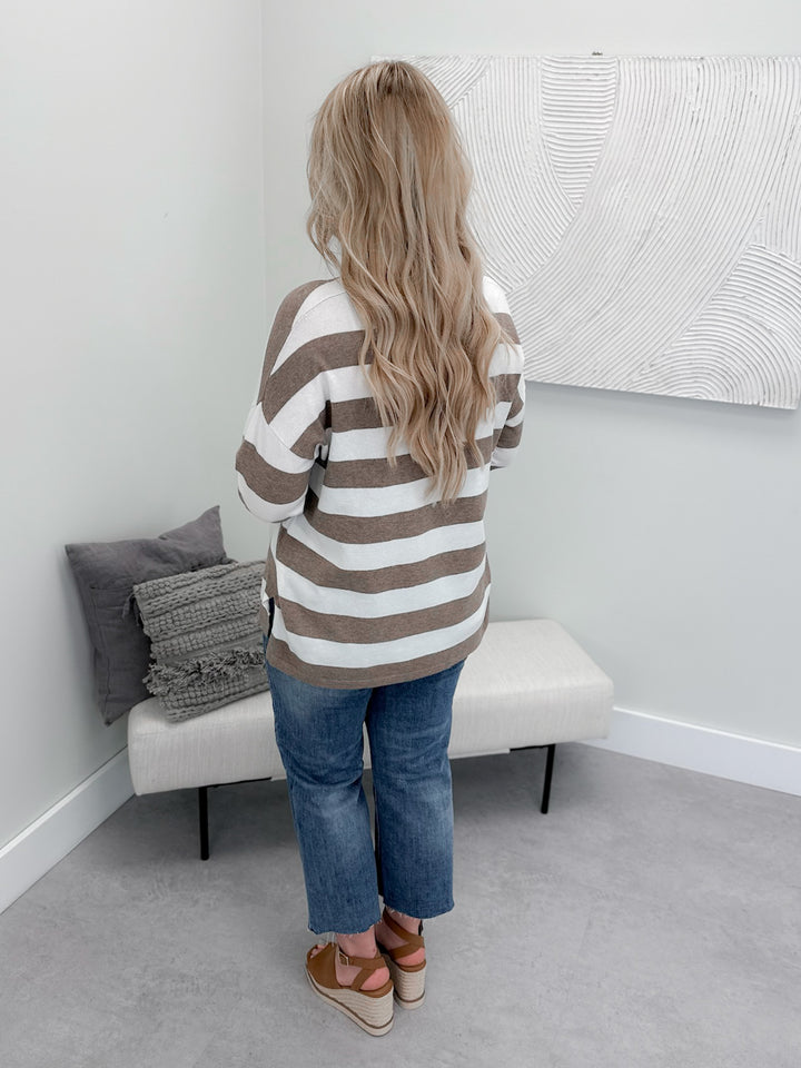 Picture Perfect Walnut Stripe Sweater
