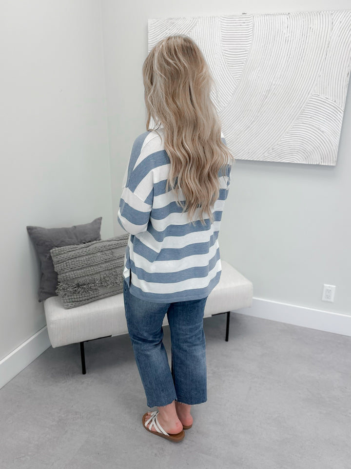 Picture Perfect Blue Stripe Sweater