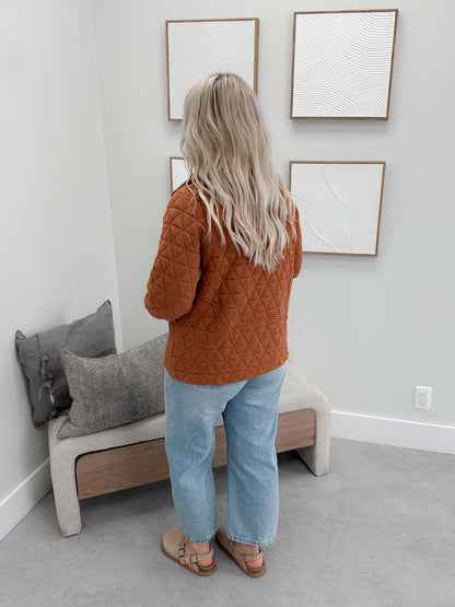 Hollis Quilted Pullover in Copper