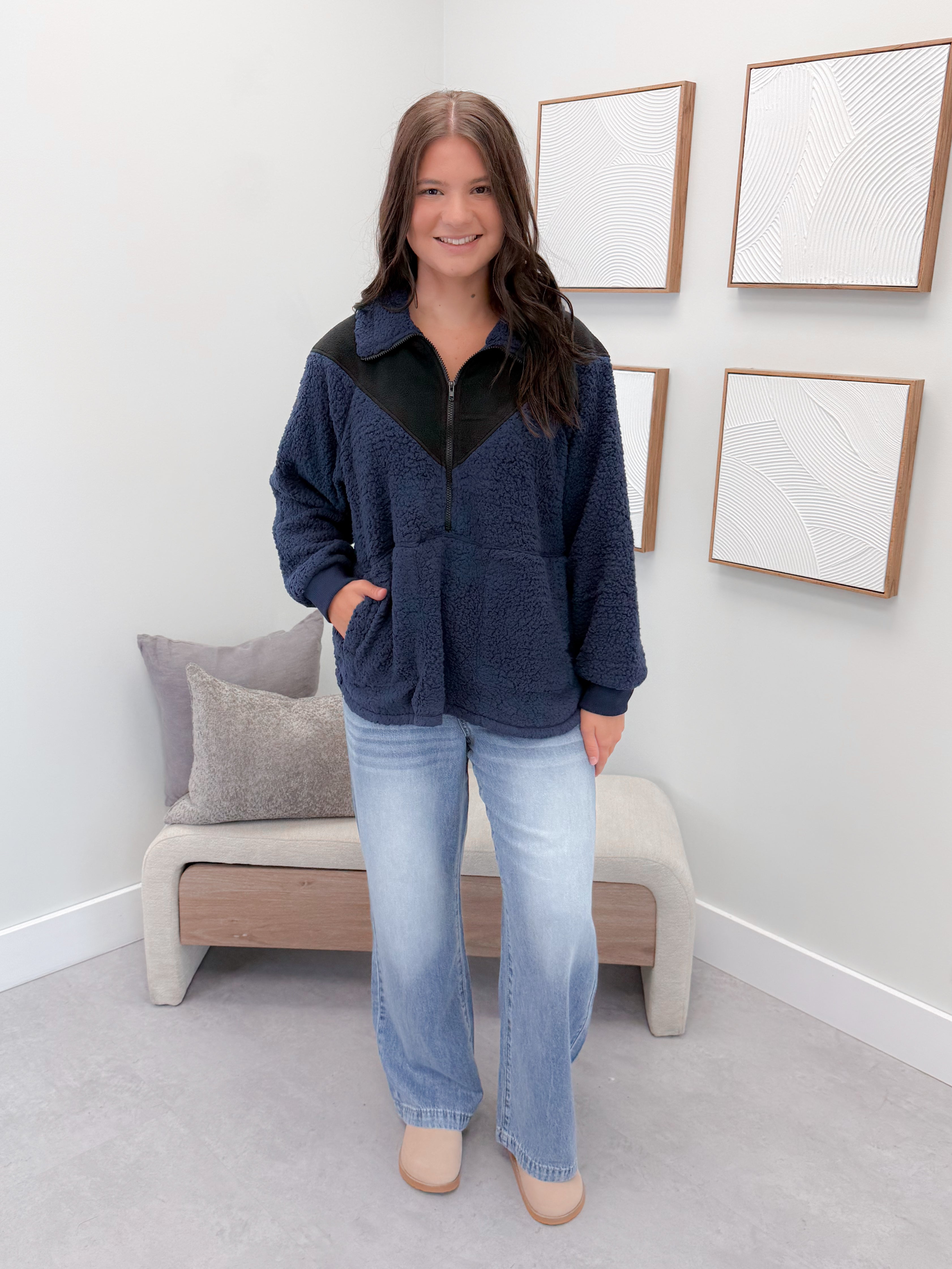 Polaris Quarter Zip in Navy