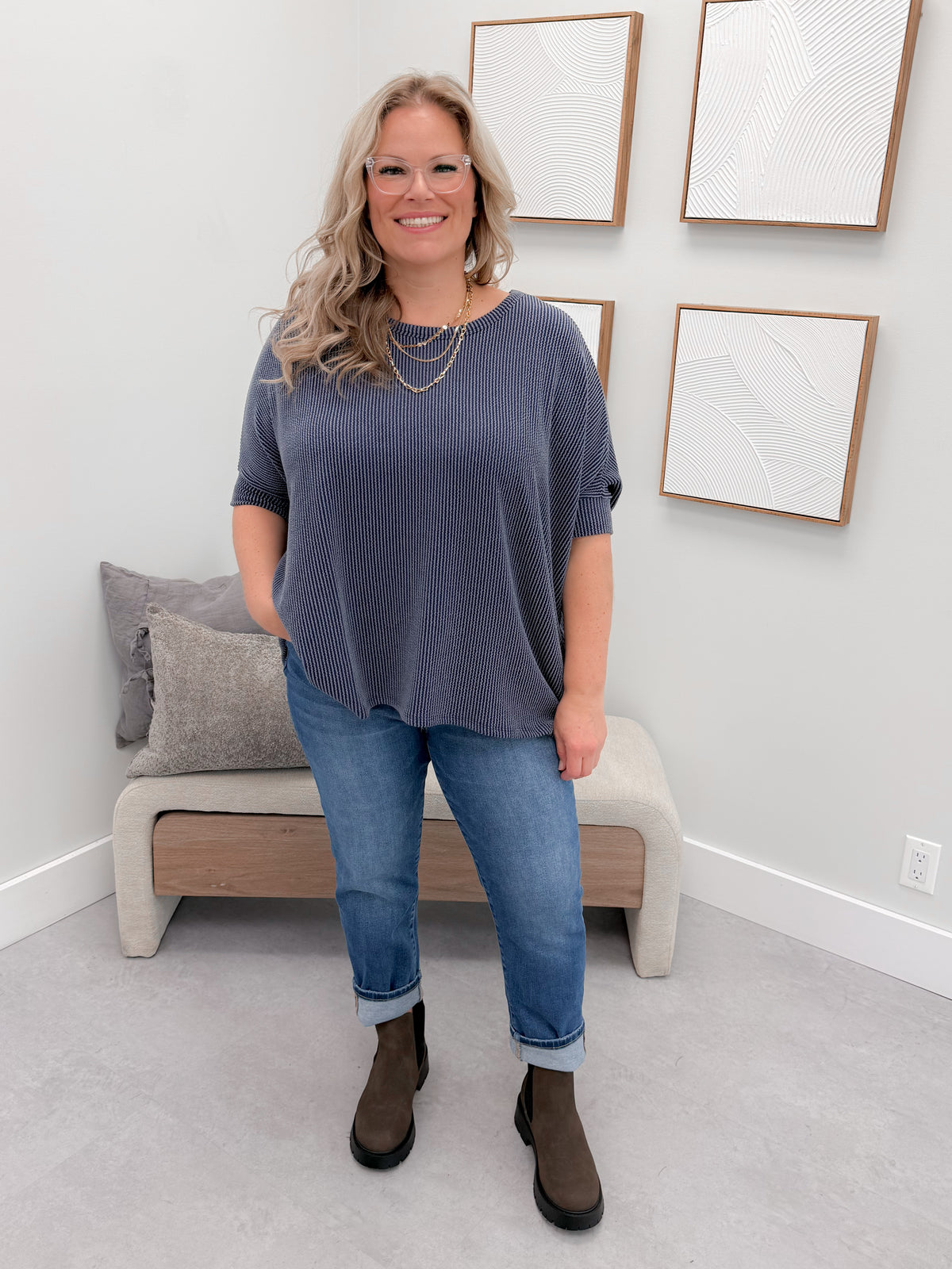Winslet Wave Tee in Denim Blue