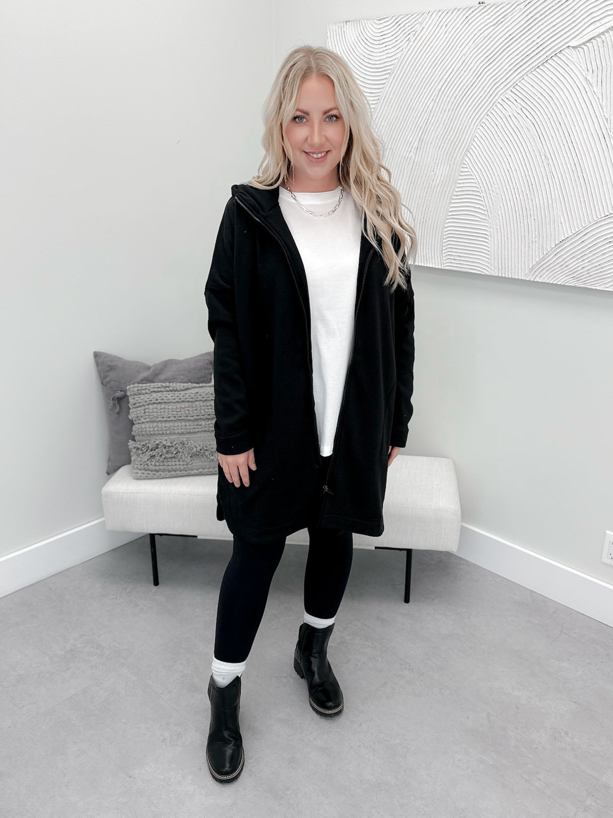 Peyton Full Zip Hoodie in Black