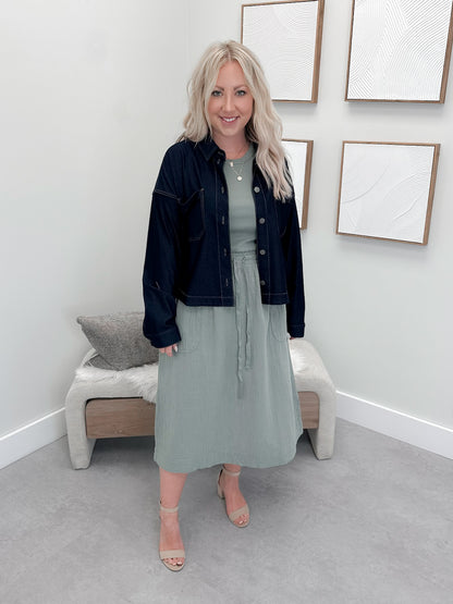 Kenna Shacket in Dark Wash