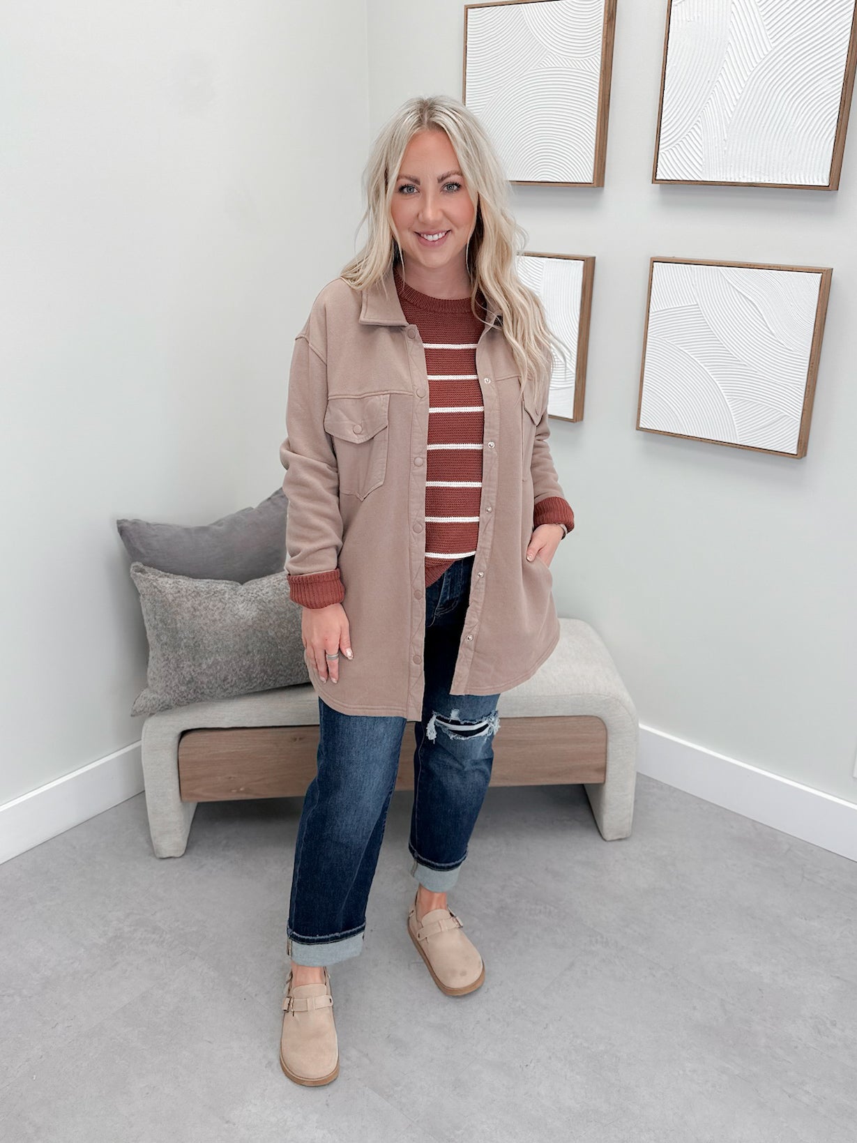 Essen Shacket in Taupe
