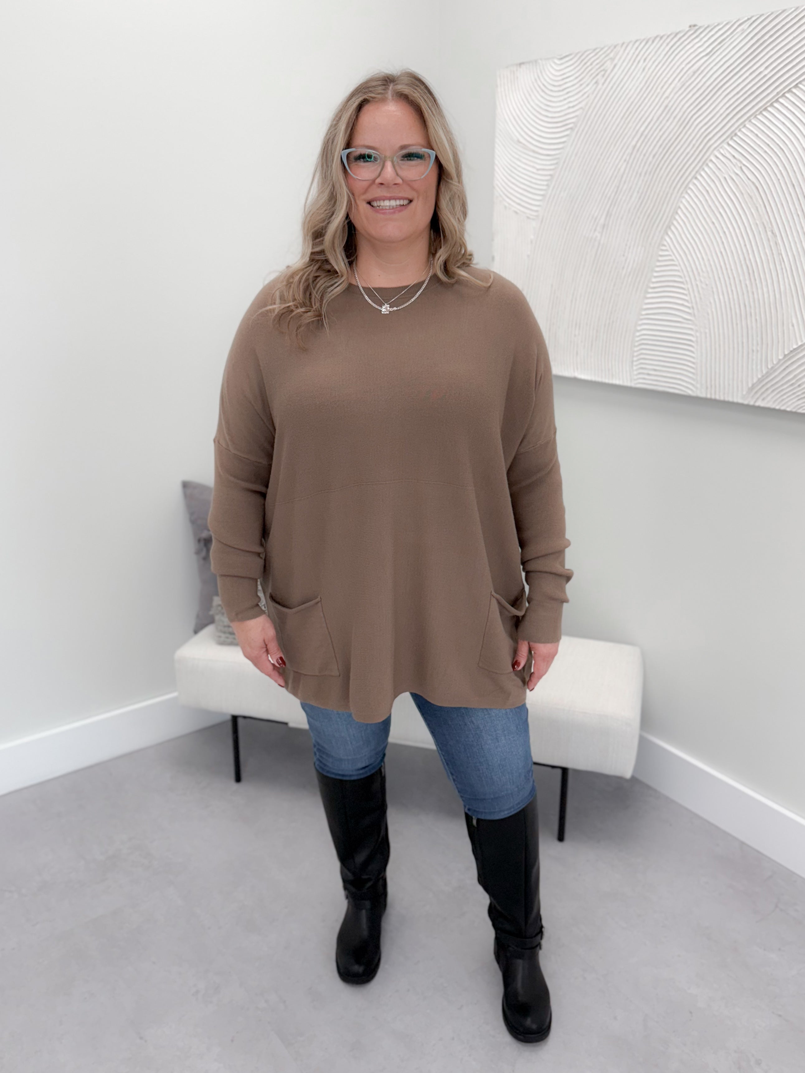 229 Pocket Sweater in Cocoa by Twenty Nine The Label