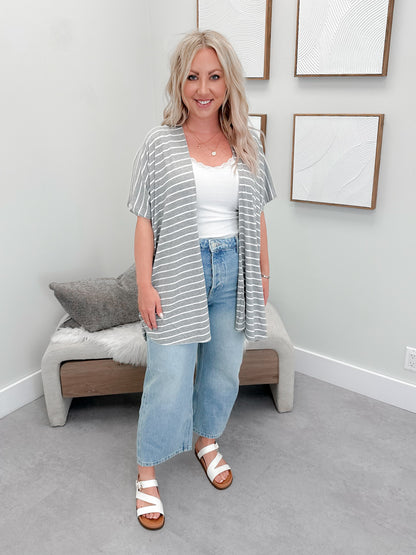 Zelda Stripe Cardigan in Grey