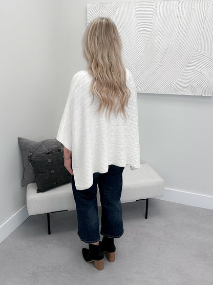 Claire Cable Knit Poncho Sweater in Cream