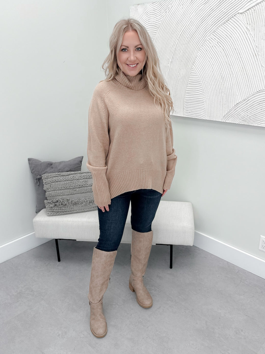 Titan Turtleneck Sweater in Taupe