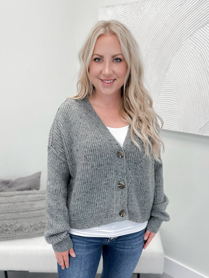 Maxine Cropped Cardigan in Grey