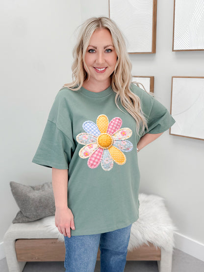 Flower Power Patchwork Graphix Tee