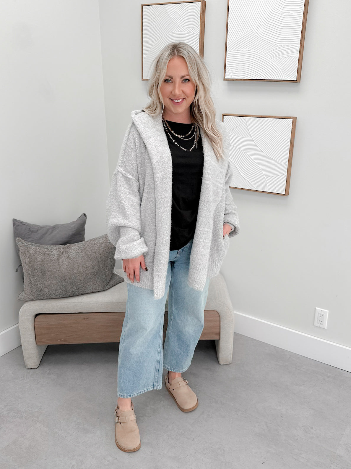 Thistle Hooded Oversized Cardigan in Grey by Free People