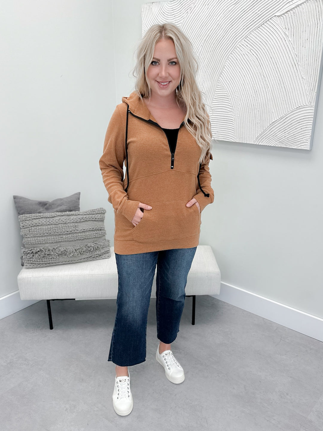 Jovie Half Zip in Camel