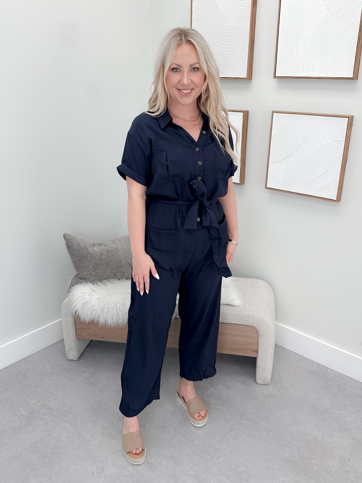 Mariner Romper in Navy