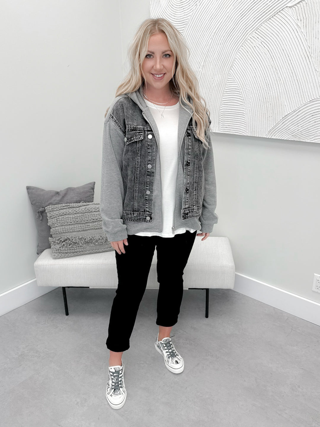 River Layered Jacket in Grey/Acid Black