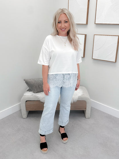 Gemini Lace Tee in Cloud