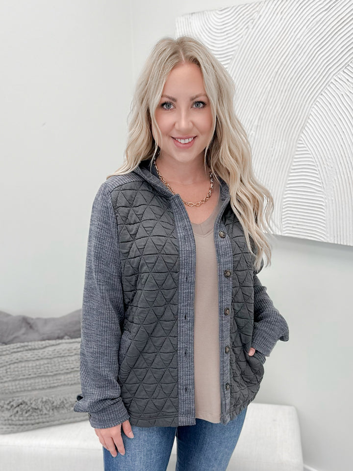 Kane Quilted Shacket in Slate