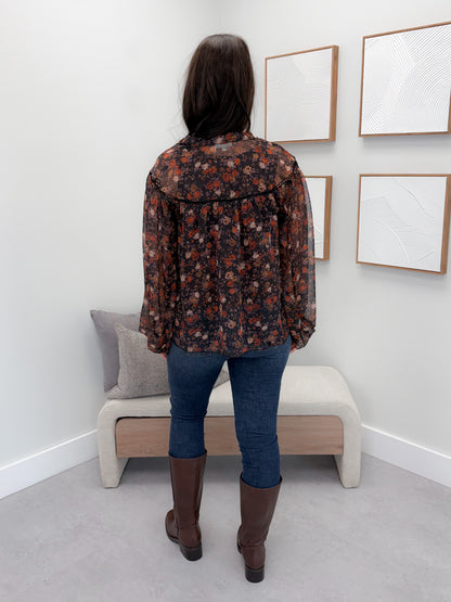 Valley Blouse in Floral Black