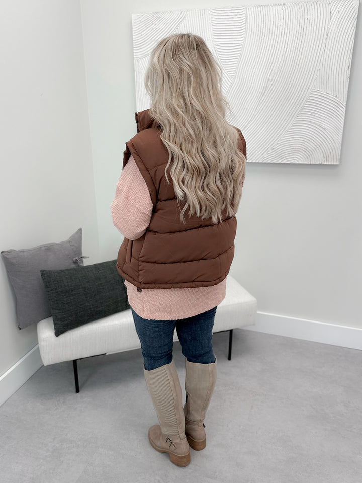 Kylie Puffer Vest in Chocolate