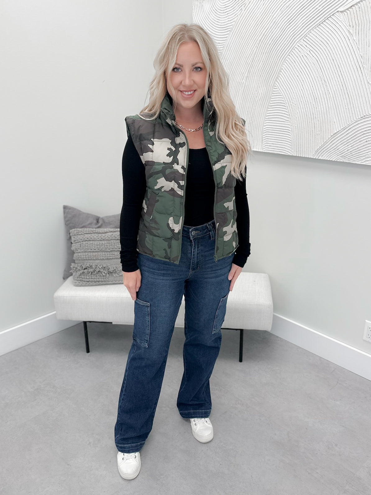 Maddon Cropped Quilted Camo Vest