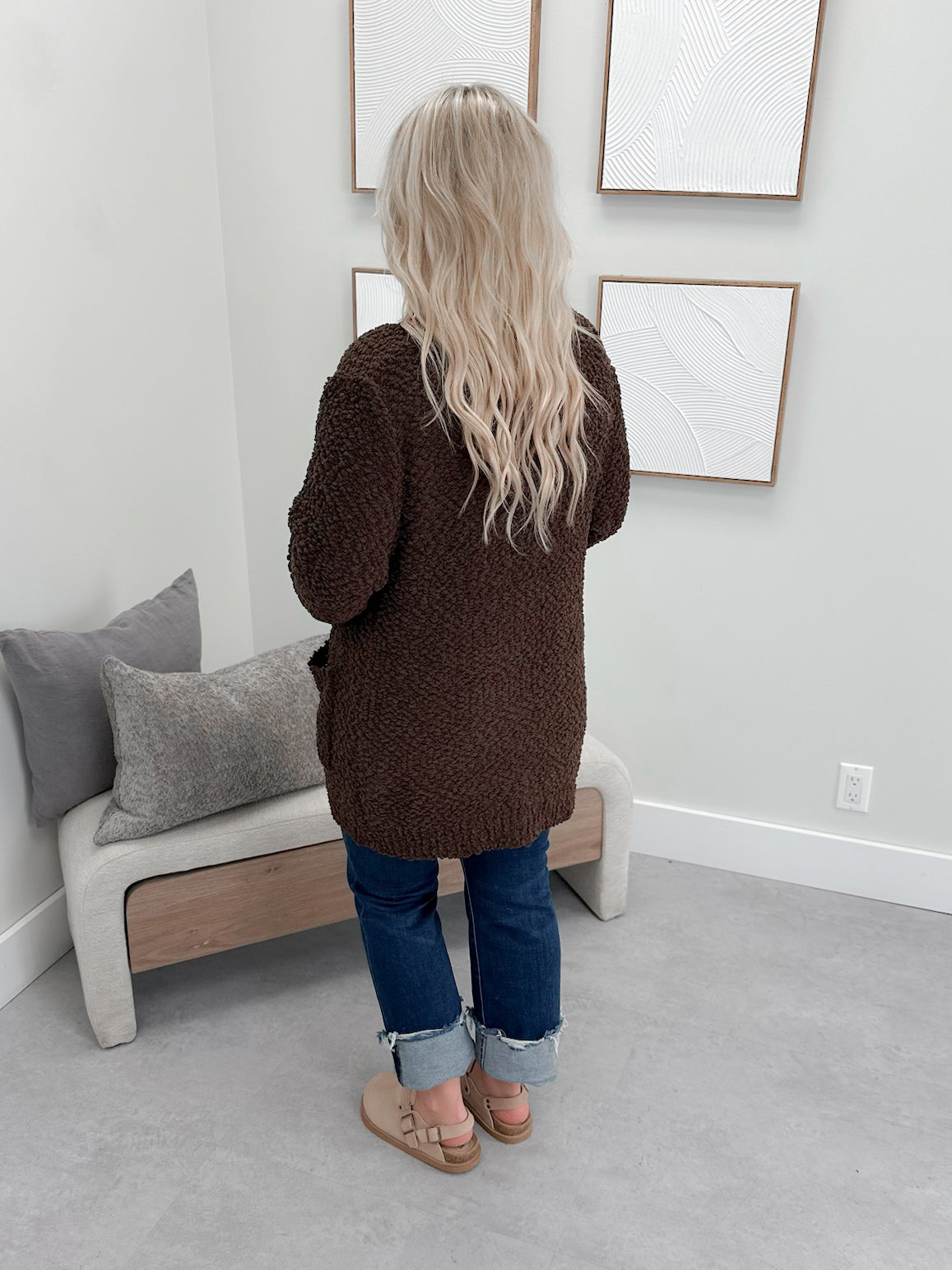 Piper Popcorn Cardigan in Chocolate