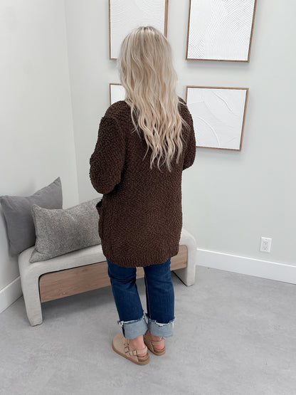 Piper Popcorn Cardigan in Chocolate