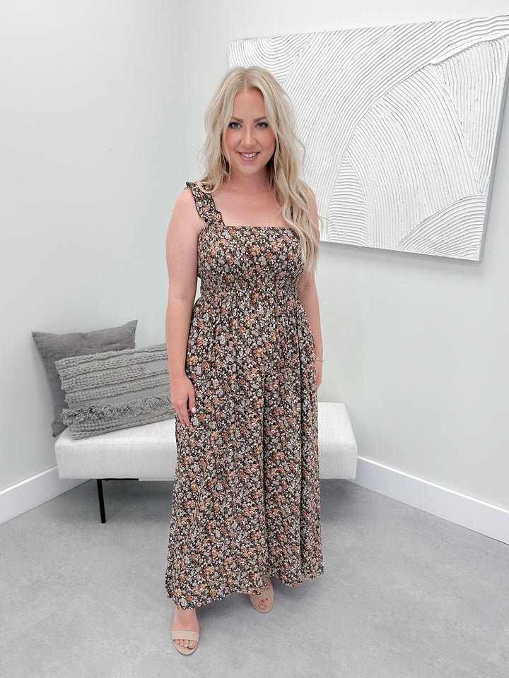 Balsam Floral Romper in Chestnut