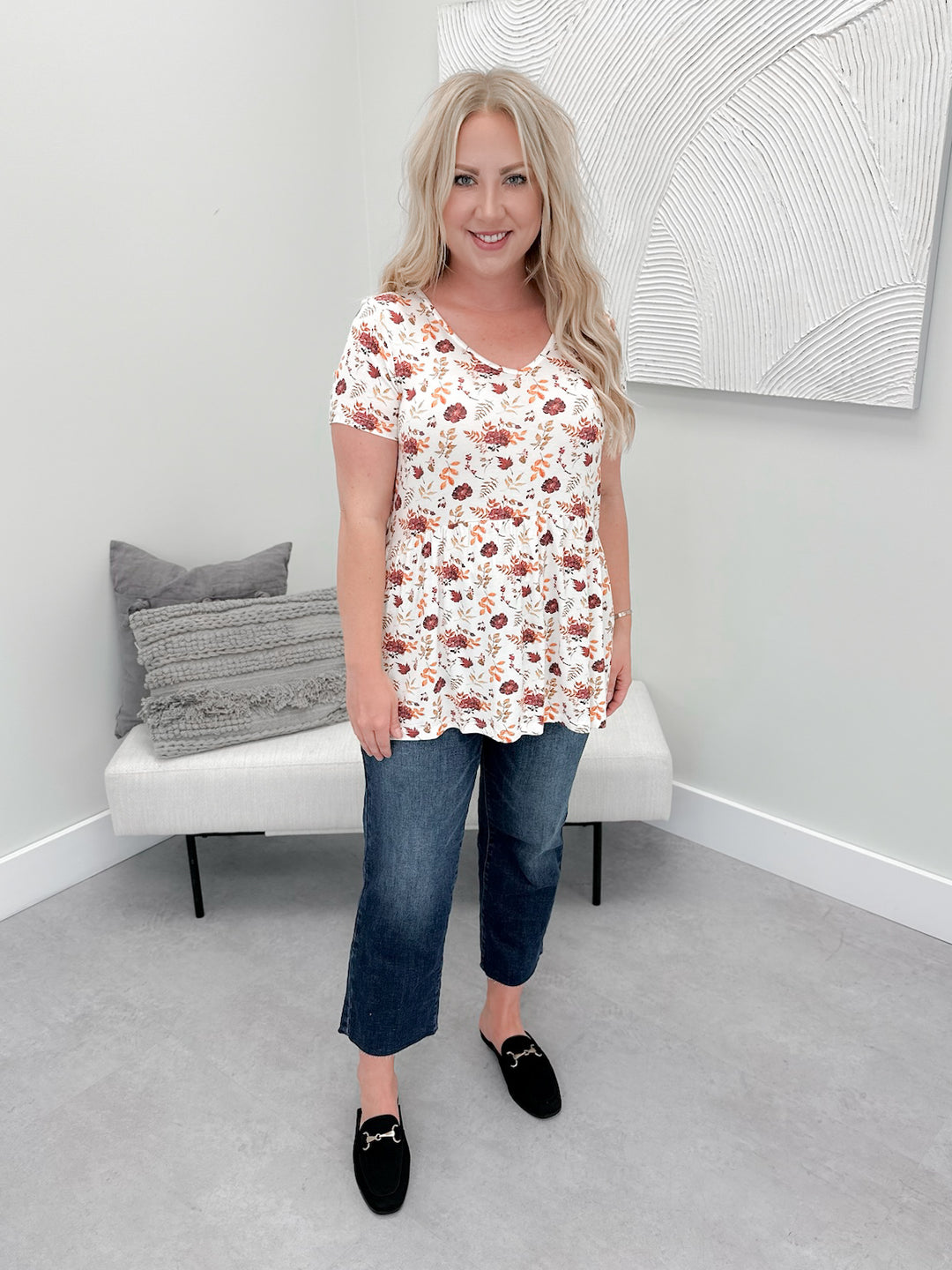 Noelle Top in Autumn Floral