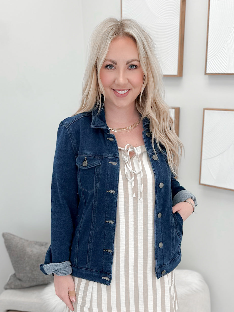 Soft Denim Jacket in Dark Denim Wash