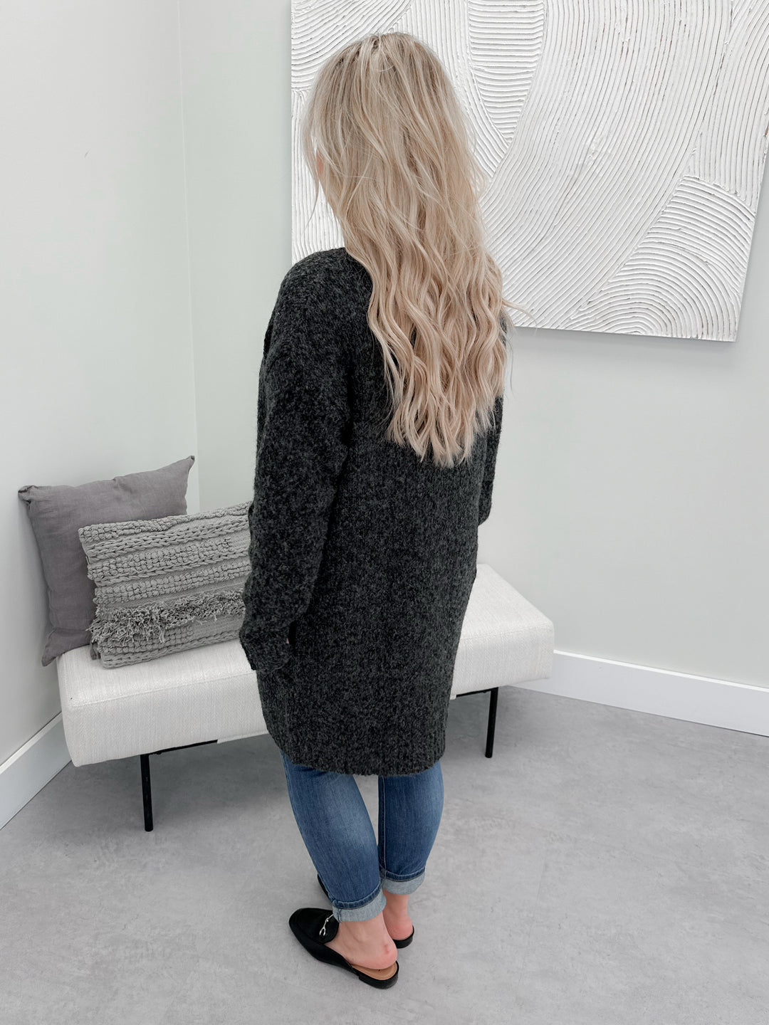 Cora Chunky Cardi in Ash Black