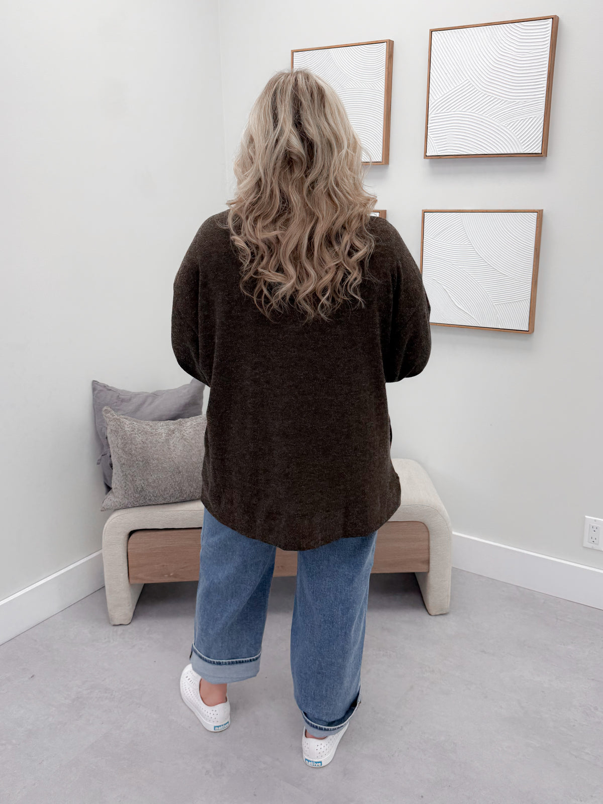 Drape Cardigan in Coffee (CURVY ONLY)