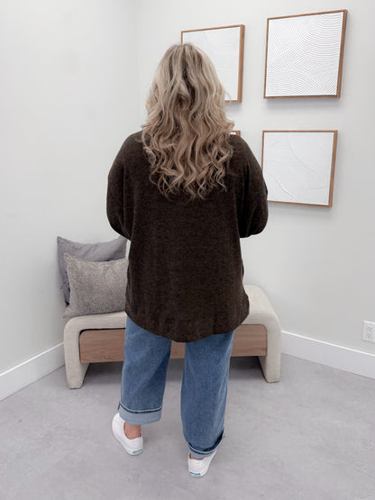 Drape Cardigan in Coffee (CURVY ONLY)