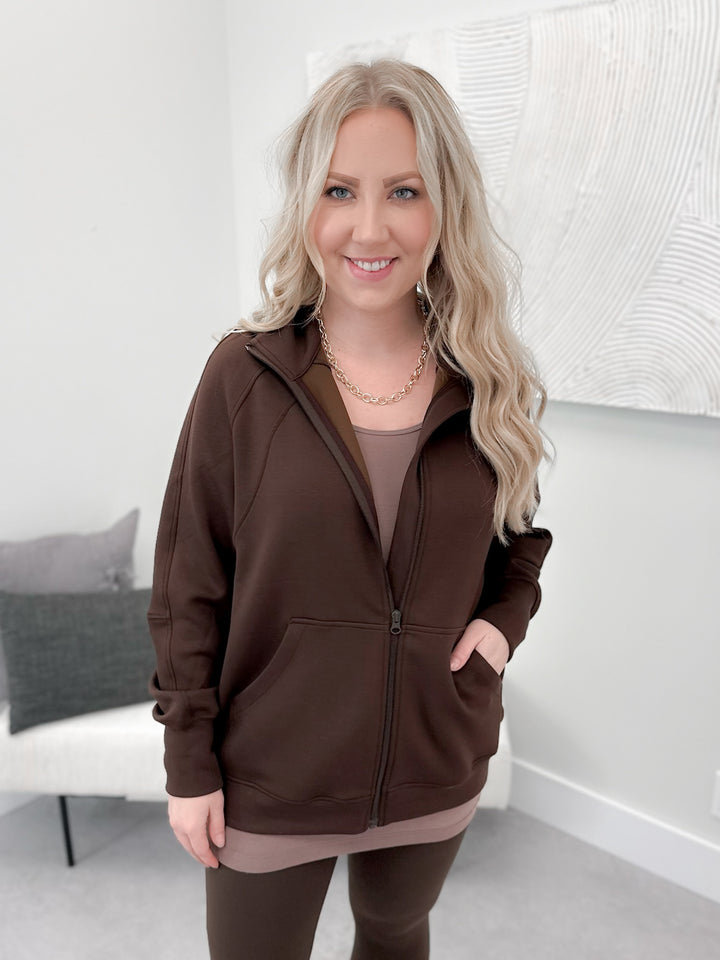 Aline Zip Up in Coffee