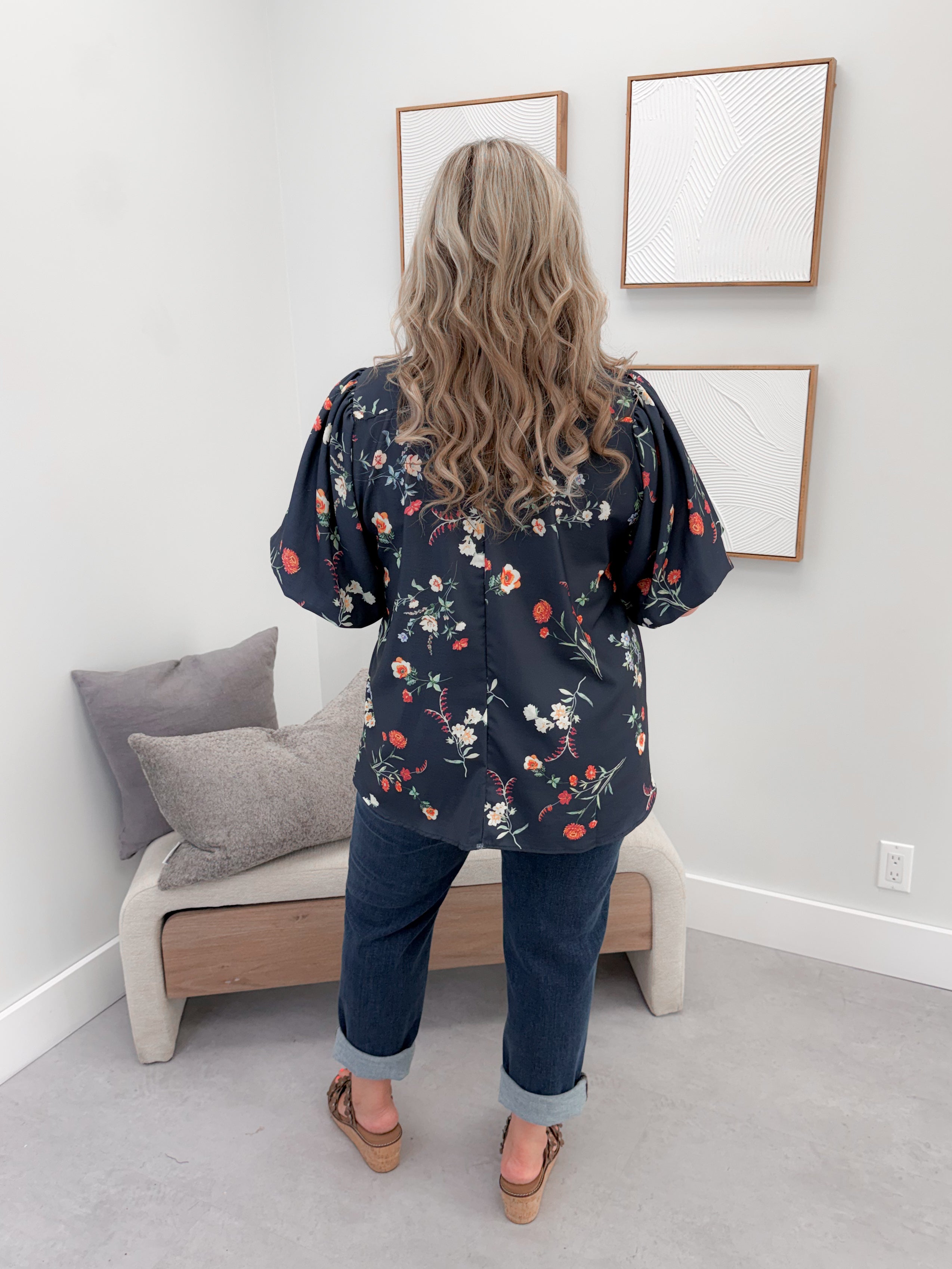 Macey Blouse in Navy