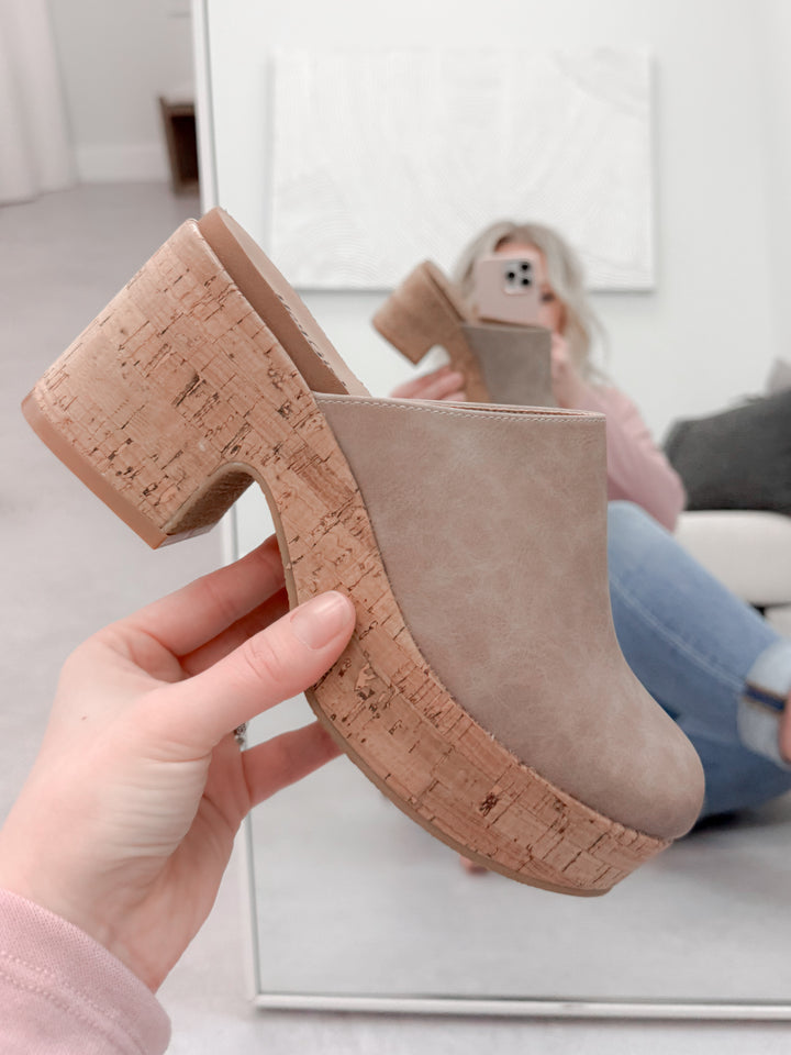 Watch Your Back Clog in Taupe by Corkys