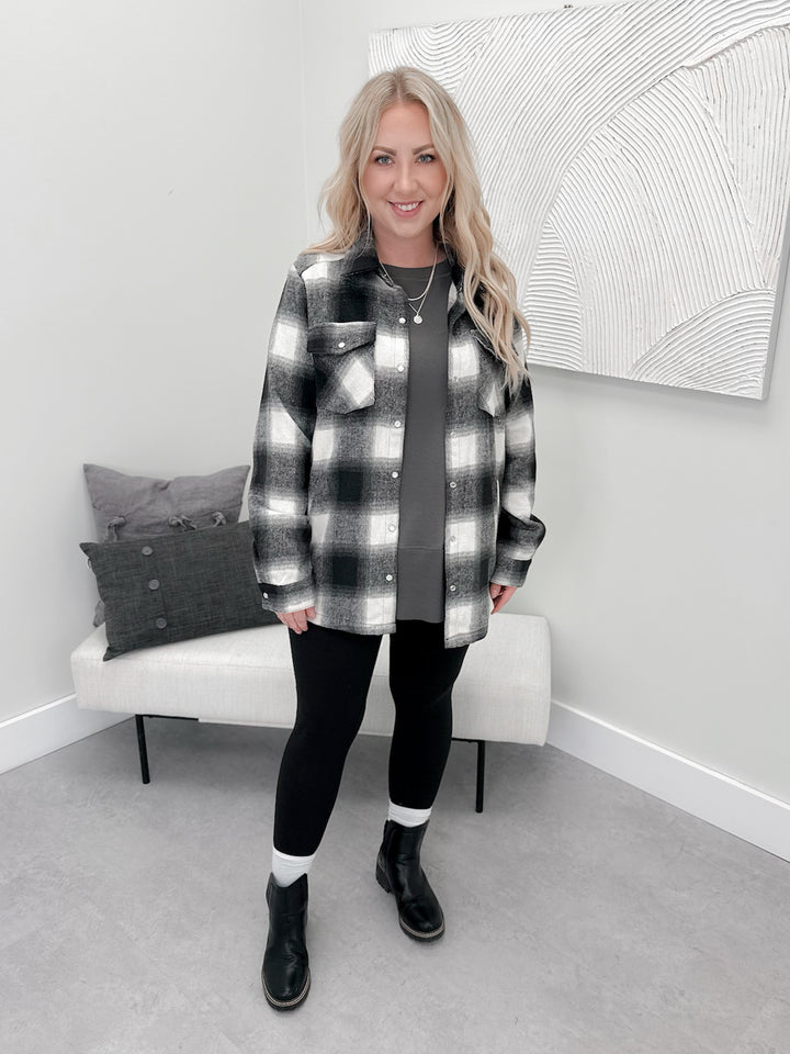 Laith Plaid Shacket in Black