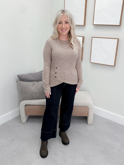 Autumn Stroll Knit Top in Mocha