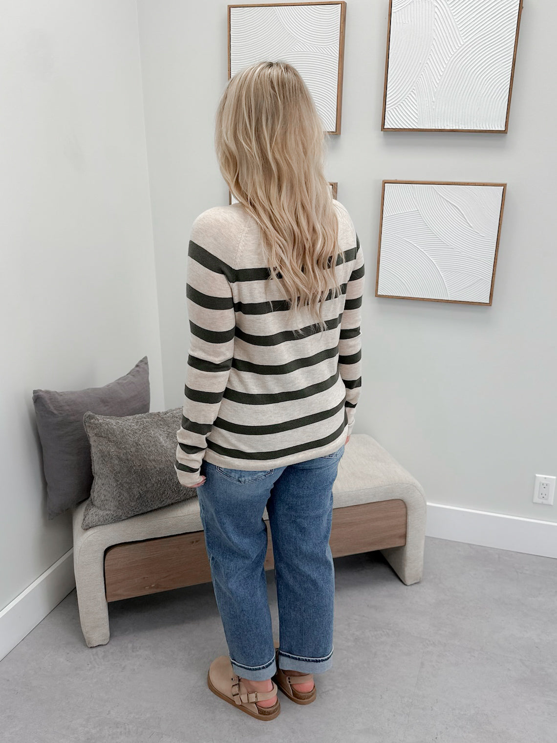 Jasper Sweater in Striped Olive