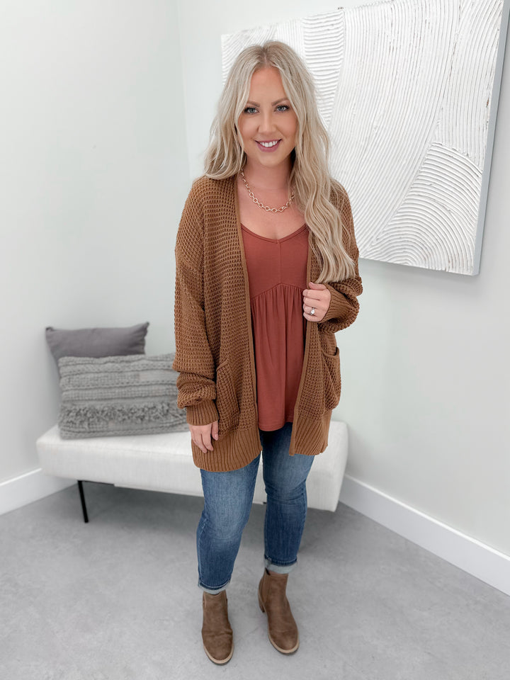 Cabin Cozy Cardigan in Camel