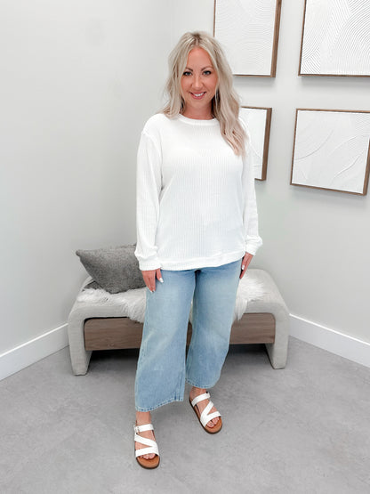 Tait Waffle Pullover in Ivory